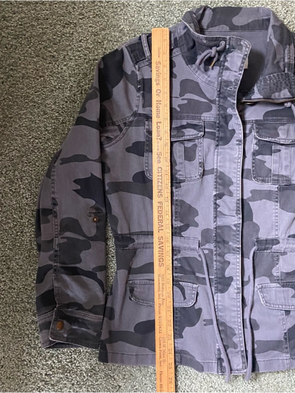 American Rag Grey Camo Utility Jacket Womens Size M - Picture 15 of 16